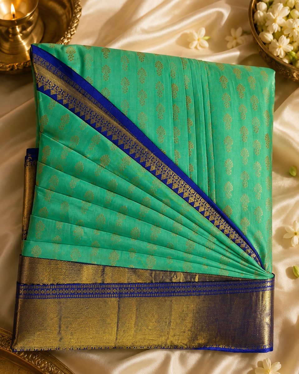 Neatly pre-pleated saree ready to wear